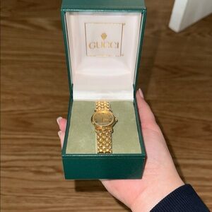 Gucci Women's Gold Watch with Green Box